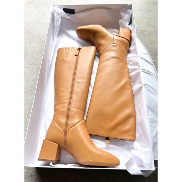 NWT Vince Kendra Knee High Lambskin Leather Heeled Boots in Tan 5.5 - Picture 6 of 9